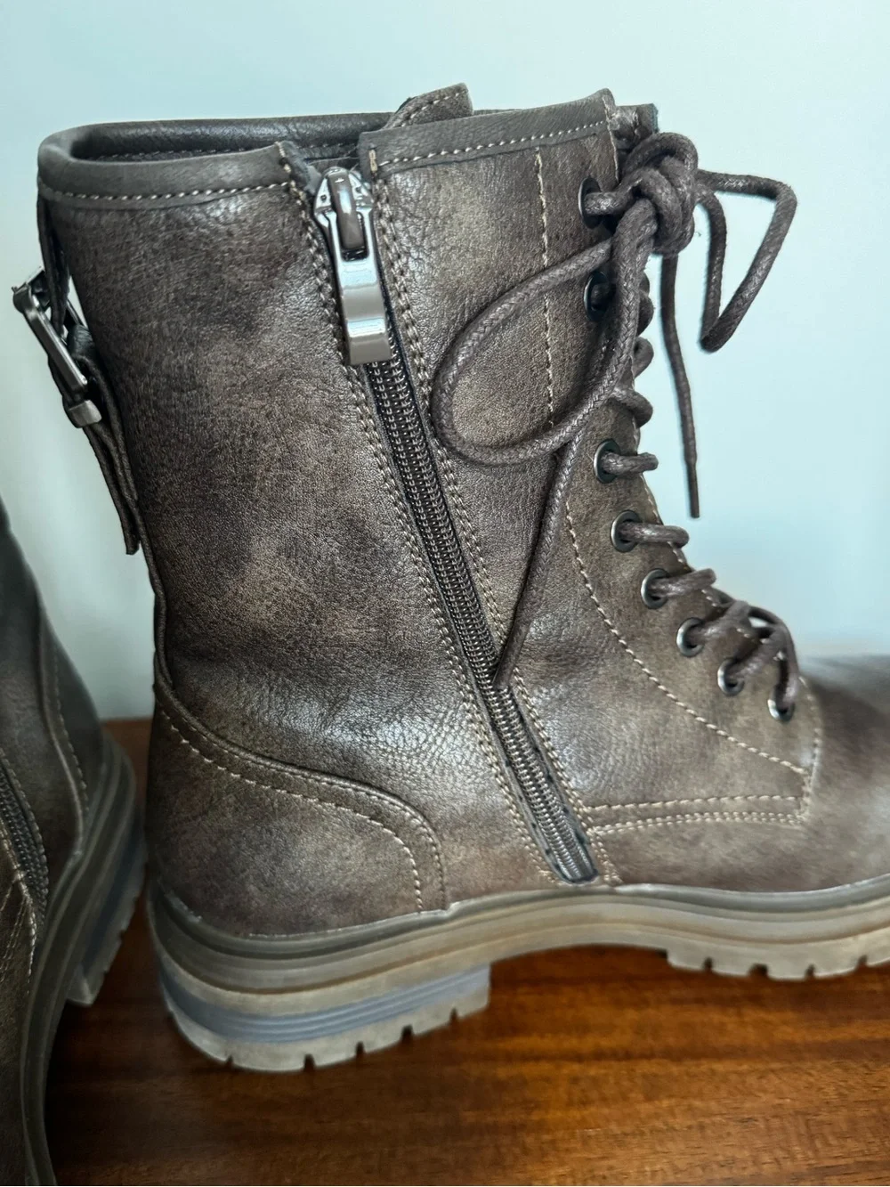 Men's Brown Lace-Up Combat Boots